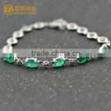 925 Sterling Silver Green Chalcedony Bracelet, Charm Bracelets for Women thumbnail-1