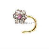 Body Piercing Jewelry Flower Nose Ring Screw Curved Nose Studs