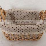 Oval wicker nested storage boxes with lining
