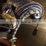 Unique Design Fine Carved Silver Foil Sofa Set, Printed Purple Color Wide Arm Sectional Sofa Set thumbnail-4