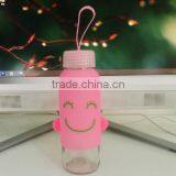 X008 Portable 300ML Glass Bottle Student Bottle With Silicone Sleeve Smile Water Sport Bottle thumbnail-4