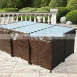 2017 Trade Assurance Space Saving Glass Top Woven Rattan Outdoor Cube Dinning Table Set thumbnail-2