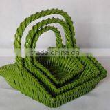Painting Willow Basket With Handle,green Color thumbnail-1