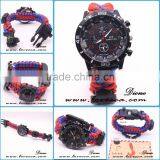 Emergency Paracord Outdoor Watch Bracelet With Fishing Kit Paracord Survival Watch thumbnail-1