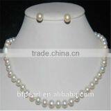 8-9mm Round White Freshwater Pearl Most World Necklace and Earings thumbnail-1