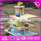 2017 New Products Lovely Pink Children Wooden Toy Garage for Cars W04B050 thumbnail-2