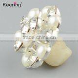 Vogue Hotsale Flower Rhinestone Pearl Button Pins for Garments WBK-1484 thumbnail-5