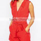 2015 Fashionable Hot Sale OEM Customized Wrap Front Romper With Tie Waist thumbnail-3