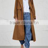Wholesale Ladies Apparel Simple Design Caremel Faux Suede Trench Coat(DQE0353C) thumbnail-3