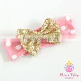 Baby Headband Stripes Fabric With Sequin Bows Headbands for Babies thumbnail-2
