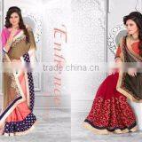 Season Special Designer Embroidery Saree With Blouse In Pink & Red Color thumbnail-1