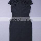 Brown Hollow Out Small O Neck 2015 New Fashion Bodycon Sexy Women's HL Bandage Dress Celebrity Party Dress thumbnail-5