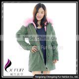 CX-G-P-08D Fashion Parka Jacket Real Rex Rabbit Fur Jacket With Fox Collar thumbnail-6