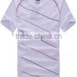 100% Polyester White Wholesale Striped Men Blank t Shirt thumbnail-1