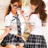 Juqian 2016 Young Girl Sexy School Uniform Pleated Skirt and Lace Shirt Beautiful Adult Sexy School Girl Uniform thumbnail-1