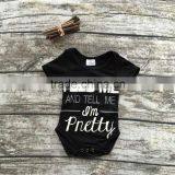 Infant Baby Girls Boutique Clothing Sets Toddler Outfits Feed me and Tell me I'm Pretty Romper Infant Toddler Girls Romper thumbnail-1