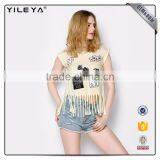 Fashion Tassel Pattern Printing 100% Cotton Tank Top thumbnail-2