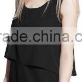 Girls Orange and Black Solid Color Chiffon Sleeveless Short Dress Wholesale thumbnail-2