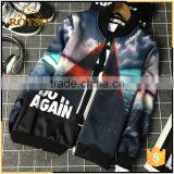 Printed Black Baseball Jacket Mens Outer Jacket thumbnail-1
