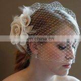 2014 New Arrival Stunning Net Ivory Bird Cage With Flower Wedding Veils thumbnail-1
