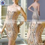 latest factory directly supply champagne sweetheart beaded samples of cocktail dress