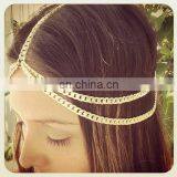 Gold Plated 2 Layer Chain Headband Hair Accessories Double Layers Thick Chain Hair Band for Ladies thumbnail-2