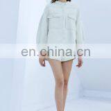 TWOTWINSTYLE Coat For Women Stand Collar Lantern Sleeve Ruched Large Size Loose Casual thumbnail-1