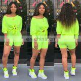 Wholesale Custom Logo Polyester Spandex Stretchable Fitness Biker Shorts Set for Women thumbnail-2