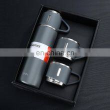 High Quality Business Custom, Gift Logo 304 Stainless Steel Vacuum Thermos Set One Cup Two Lid Gift Box/ thumbnail-3