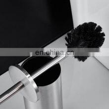 Black Luxury Bathroom Large Cheap Eco Friendly Modern Hotel Designer Clean Round Stainless Steel Toilet Brush thumbnail-3