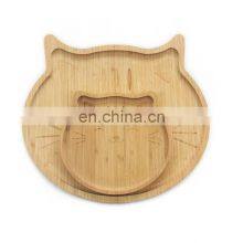 Natural Ecofriendly Reusable Animal Shaped Design Bamboo Kids Plate