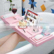 Bath Table Bathtub Tray Unique Extendable Bathroom Shelf Bamboo Bathtub Caddy thumbnail-3