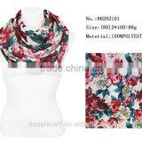 Top Quality Indian Yarn Loop Ring Infinity Scarfs Fashionable Flower Printed Scarf 100 Polyester Scarves thumbnail-1