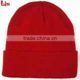 red winter knitted wool hat