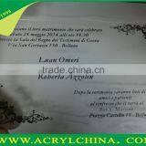 2mm Transparent Plexiglass Invitations With Screen Painting, Hot Sell Clear 200*110mm Acrylic Invitations for Birthday Quality Choice