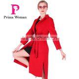 2016 New Design Spring Women Length Slim Fit Wool Trench Coat With Belt thumbnail-6