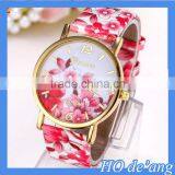 HOGIFT 2016 PU Leather Flower Watch/Colorful Lady Watch