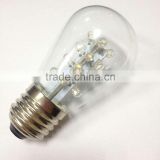 Holiday Christmas LED S14 Light Bulb Replacement Medium Screw E26 base transparent glass