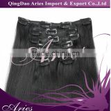 full head clip in 100% remy human hair extensions 20" 80g straight jet black from alibaba qingdao factory
