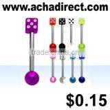 Acrylic Barbell Body Piercing Jewelry With UV Dices and Balls in Assorted Colors Price Starts From US $0.15 per Piece thumbnail-1