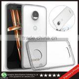 Samco Shock Resistant Smoke Black Soft TPU Bumper Hard PC Clear Back Panel Back Cover Case for Moto Z Droid