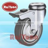 European type indoor Plain bearing Thermoplastic rubber wheel bolt hole double brake caster