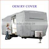 tailored travel trailer RV cover, OEM water-repellent breathable UV protection caravan cover, customized tourist trailer cover