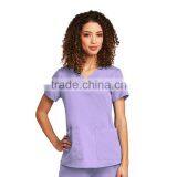 Solid Fashion Scrub Tops For Women/Medical Scrub Top Nurse/V Neck Female Scrub Cotton/Polyester Tops thumbnail-5