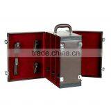 Wholesale Custom High-grade PU Leather 6 Bottles of Red Wine Box, Deep Coffee Color Display Box thumbnail-2