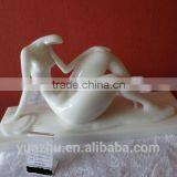 Abstract White Marble Hand Carving Sexy Naked Woman Sculpture thumbnail-1