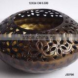 Aluminium Votive With Round Top and Hand Cut Patterns in Dark Brass Finish Can be Made in Other Finish thumbnail-1