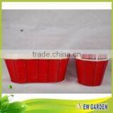 Red and Black Rattan Plant Pot,High Grade Plastic Lined Plant Basket thumbnail-2
