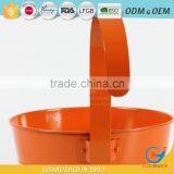 Garden Galvanized and Iron Powder Coating Orange Patio Planters Metal Hanging Pots for Plants thumbnail-5