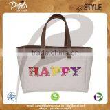 12 OZ Natural Canvas Tote Bag With Lining & With PU Handle & With Magnet Button Closure With Inside Zip Pocket thumbnail-1